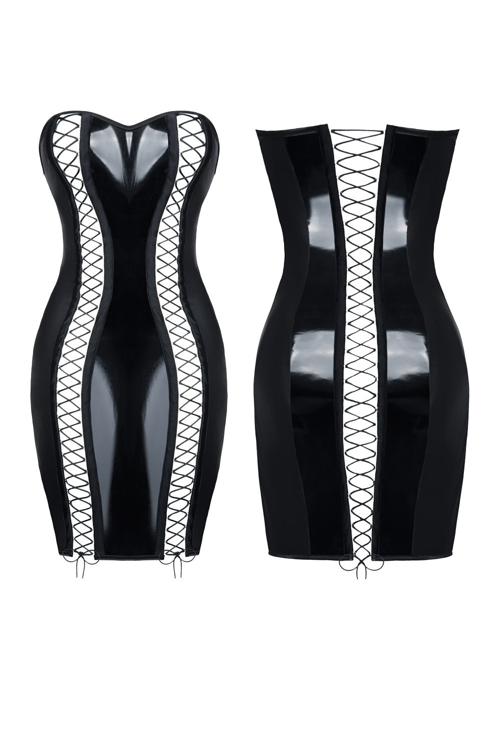 Shiny eco-leather mini dress