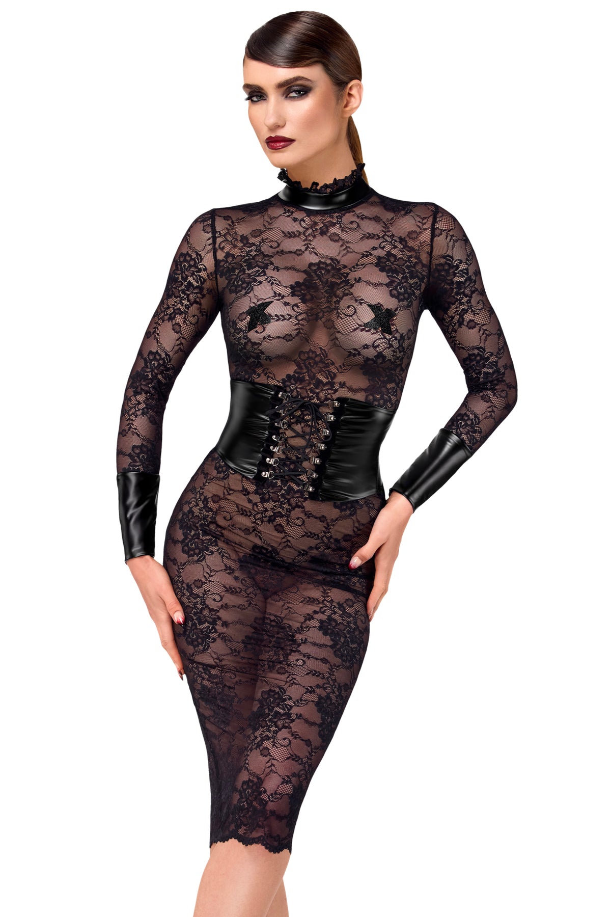 Noirelle – Midikleid mit Spitzenkorsett