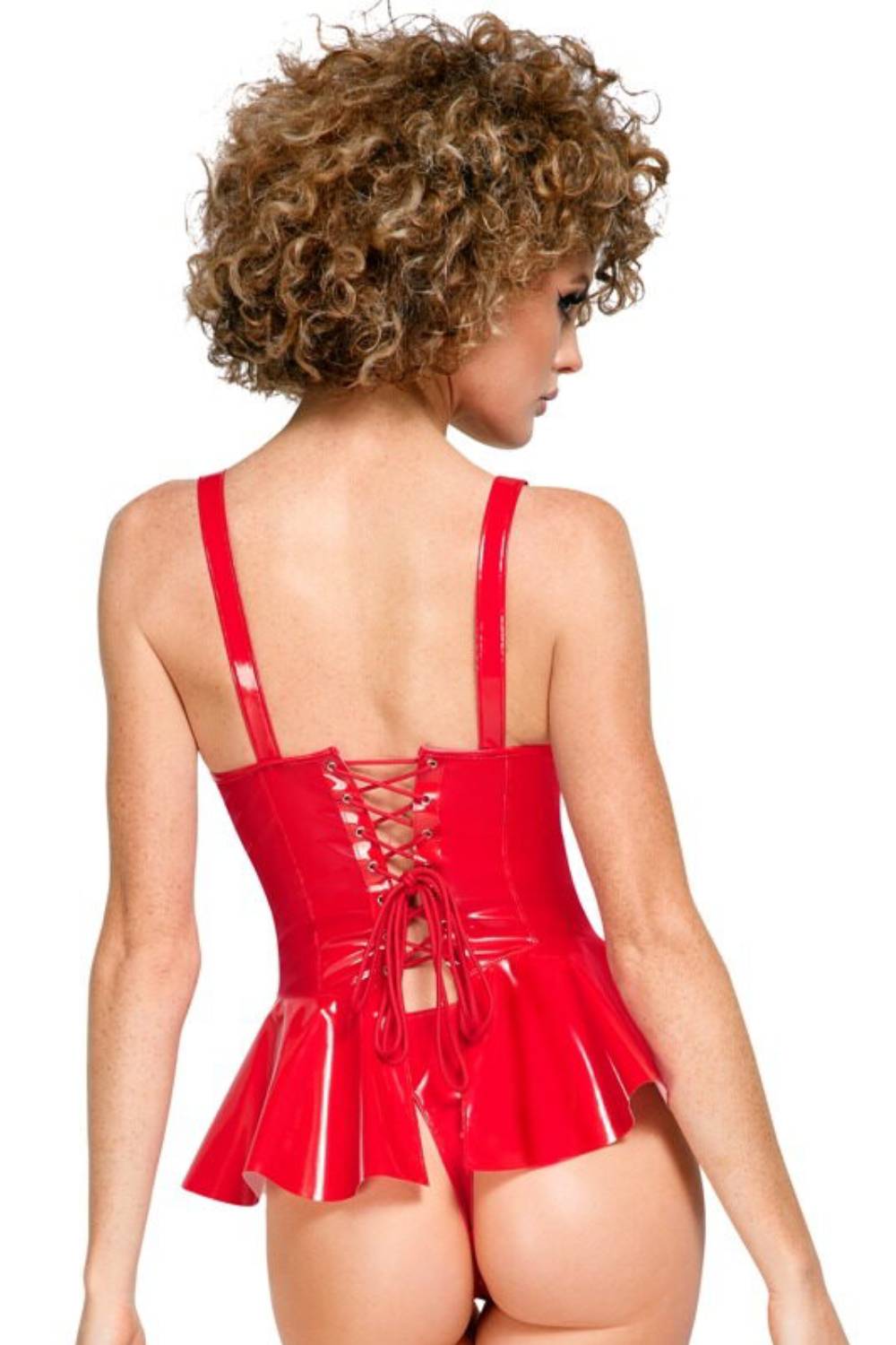 Lak Peplum Set Rood