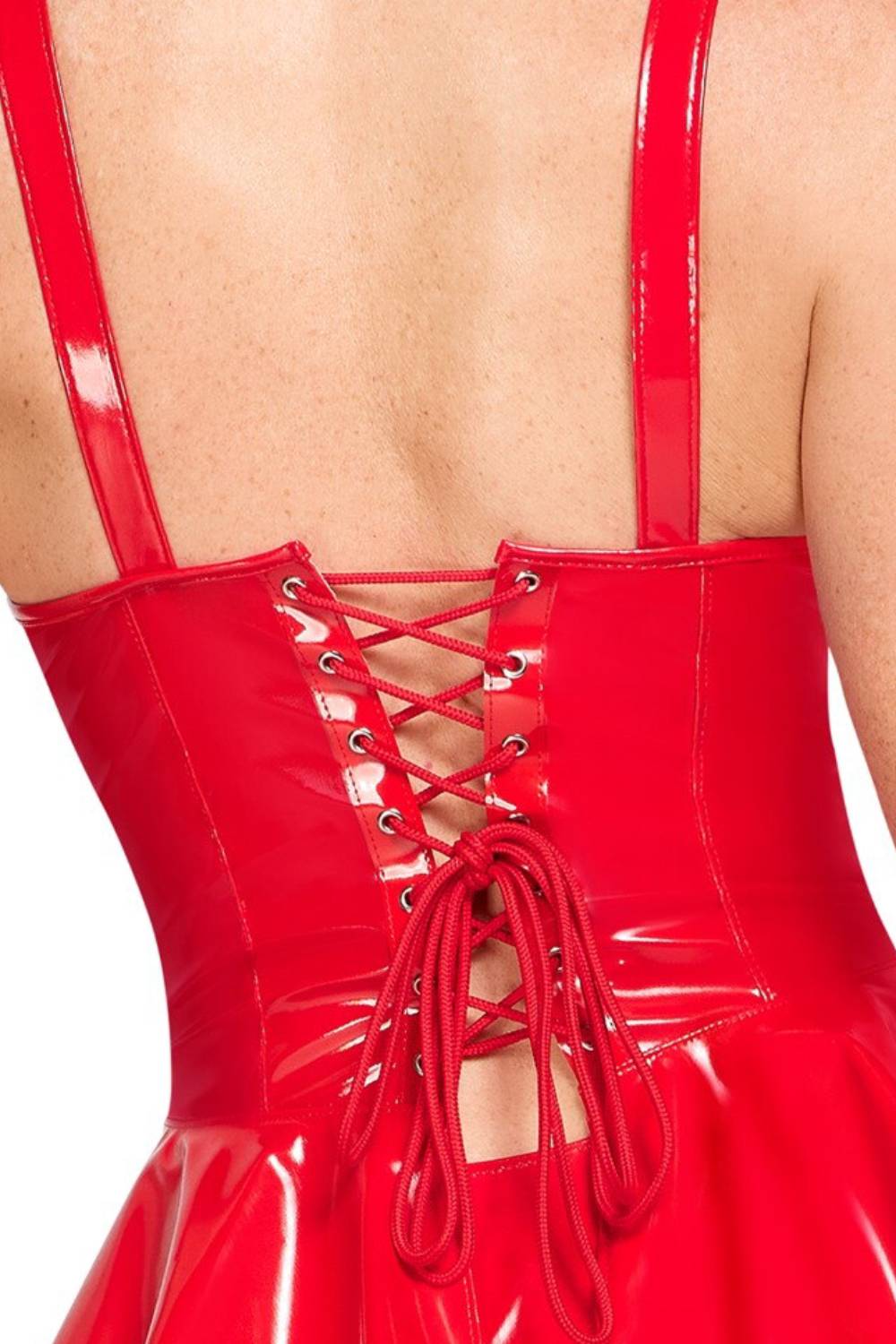 Lak Peplum Set Rood