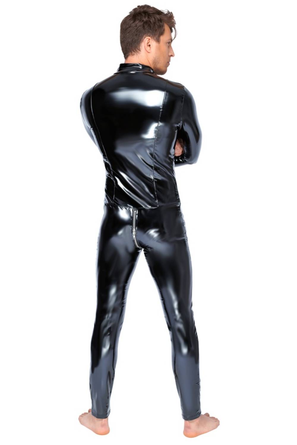 Herren-Overall aus Lackleder mit Reißverschluss