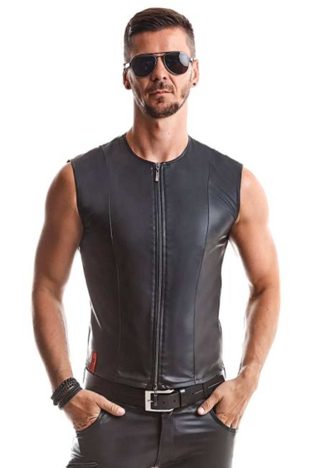 Moderne Wetlook-Weste für Herren