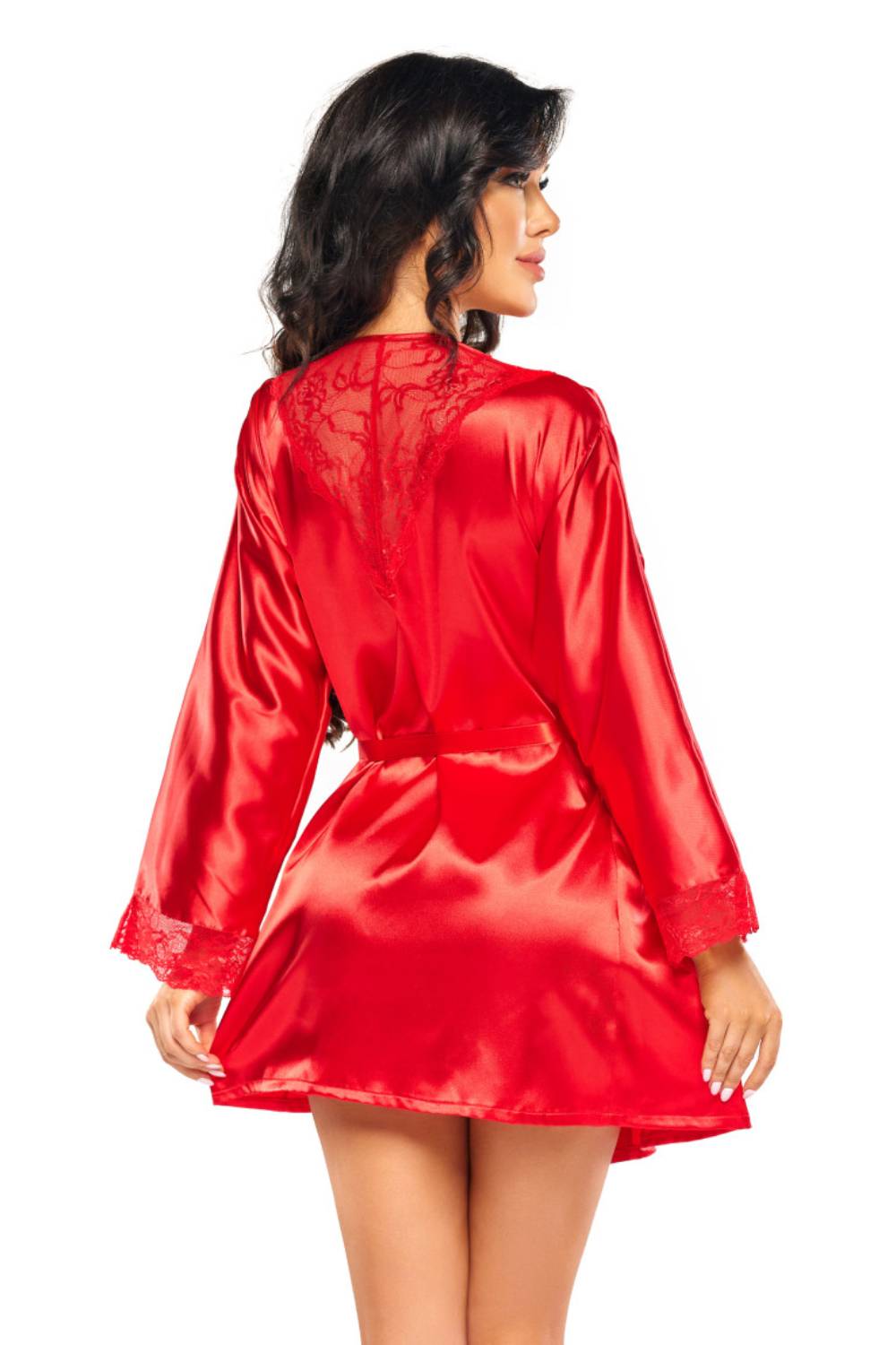 Verleidelijke satijnen kimono met kant