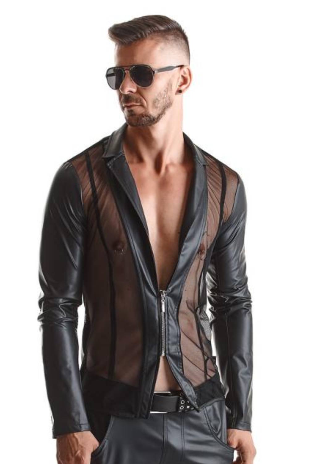Heren mesh en wetlook jack