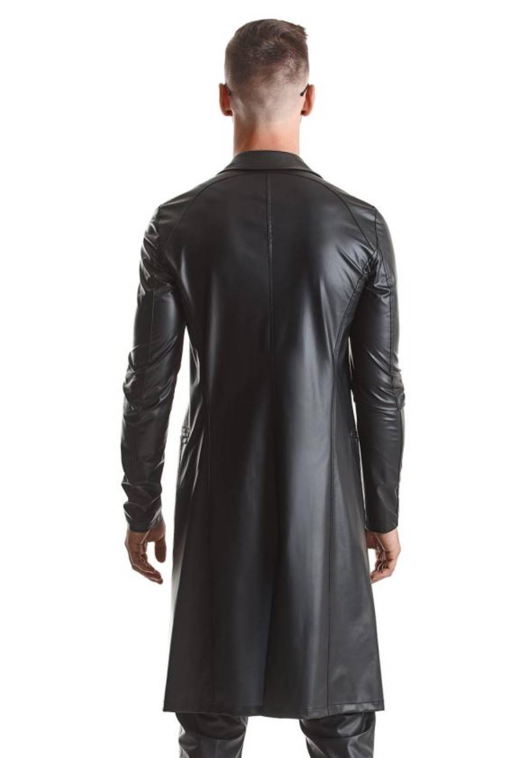 Langer Wetlook-Mantel für Herren