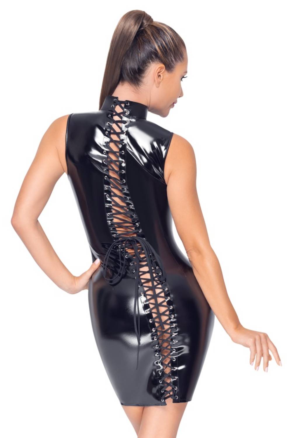 Versautes Lacklederkleid