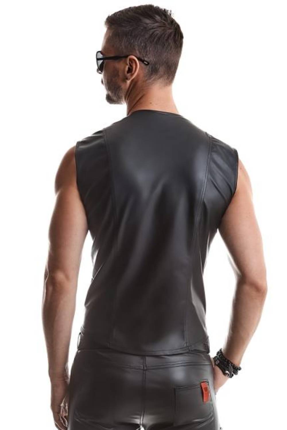 Moderne Wetlook-Weste für Herren