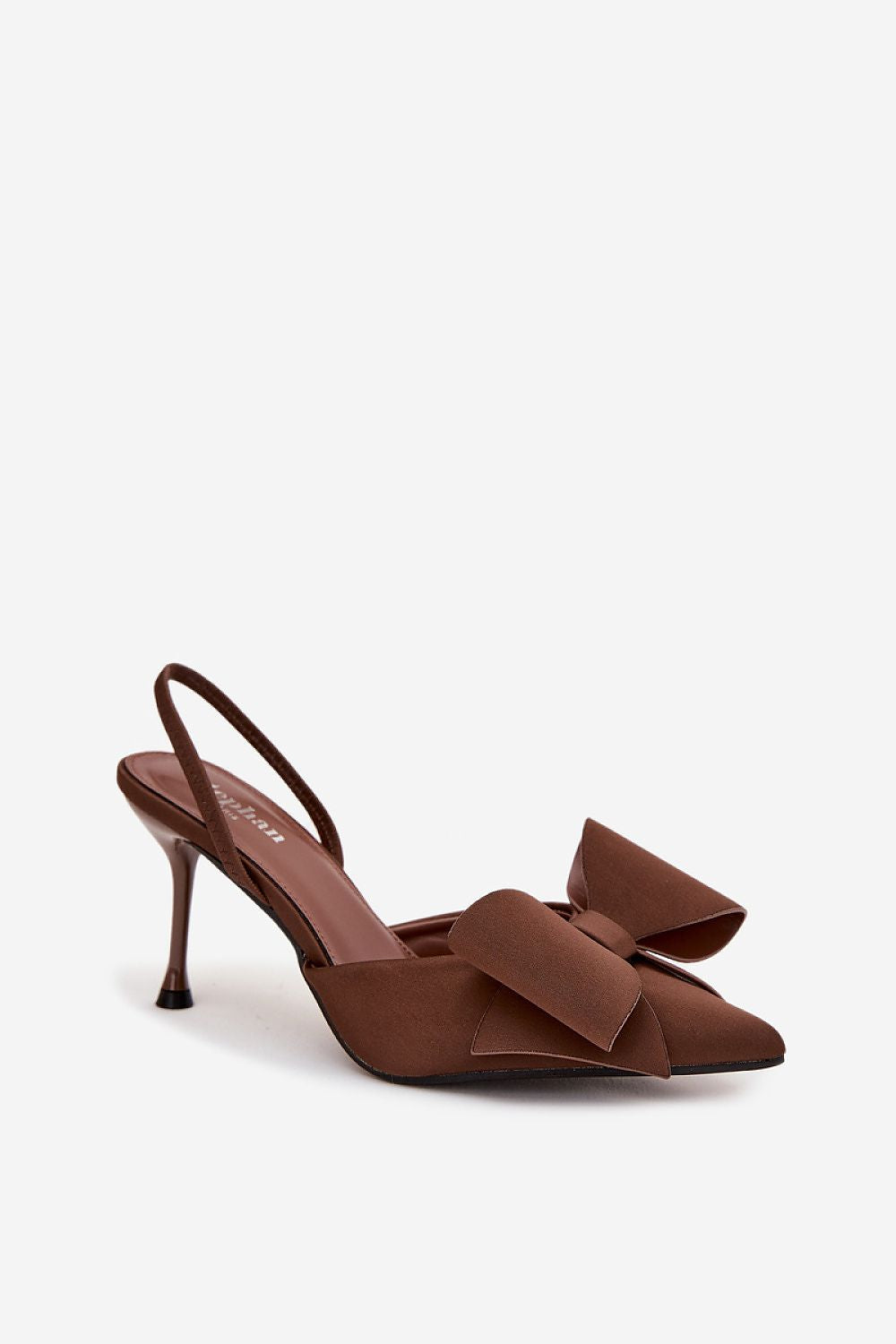 Bruine open hiel pumps met strik en 8 cm hak van Sassymania – elegante hakken voor dames