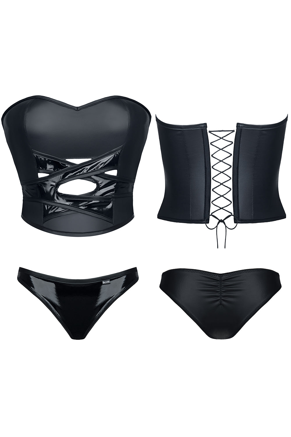 Kinky Bandeau-Top und Höschen aus Öko-Leder