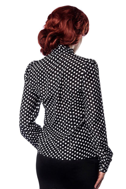 Vintage blouse with ruffles black and white