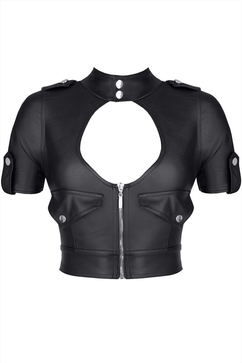 Kinky kurze Bikerjacke aus Kunstleder