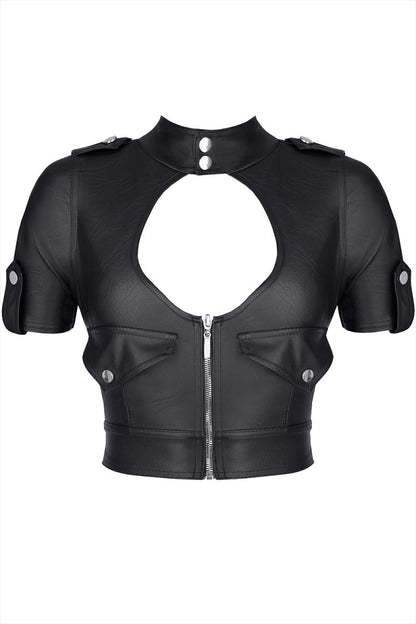 Kinky kurze Bikerjacke aus Kunstleder