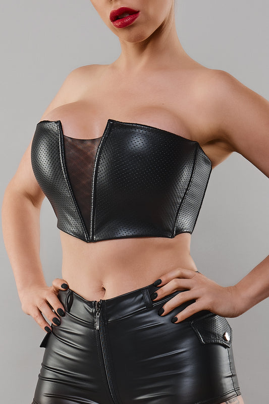 Lederlook Perforated Bustier