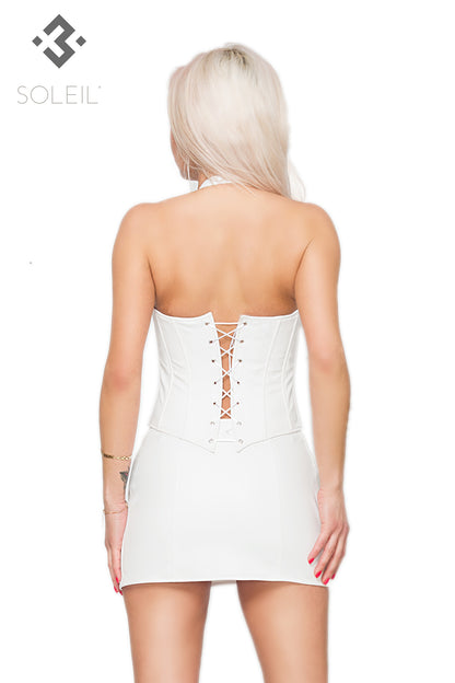 Eco-leather mini skirt with zipper white