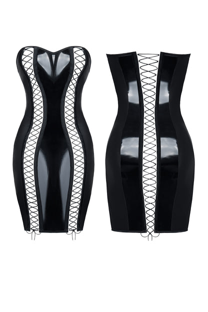 Shiny eco-leather mini dress