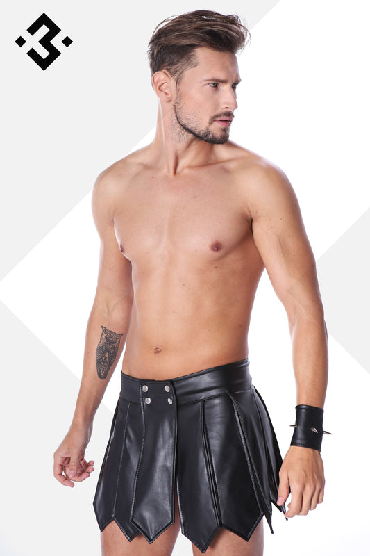 Men's Eco-leather cool gladiator skirt