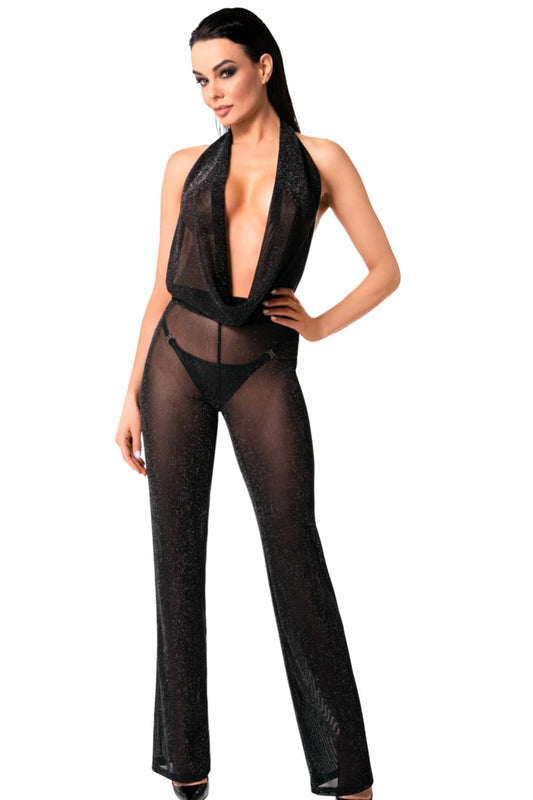 Luminara – Tief drapierter Jumpsuit