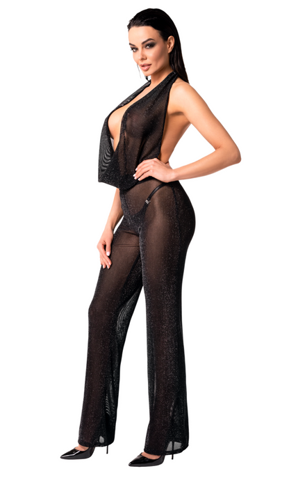 Luminara – Tief drapierter Jumpsuit