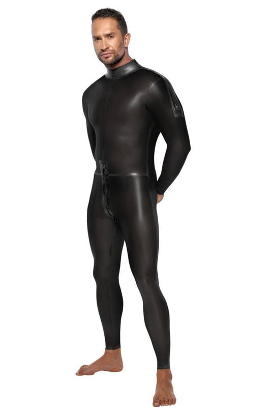 Heren Latex Jumpsuit met Hoge Hals
