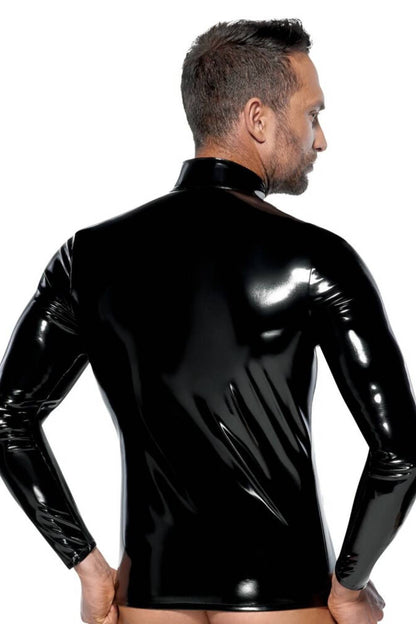 Heren Lak Shirt met Mesh Inzetstukken