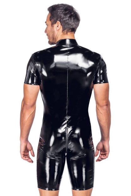 Heren Lak Jumpsuit met Korte Mouwen