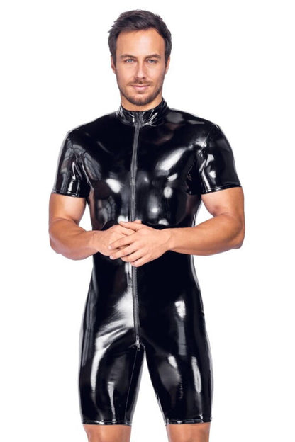 Heren Lak Jumpsuit met Korte Mouwen