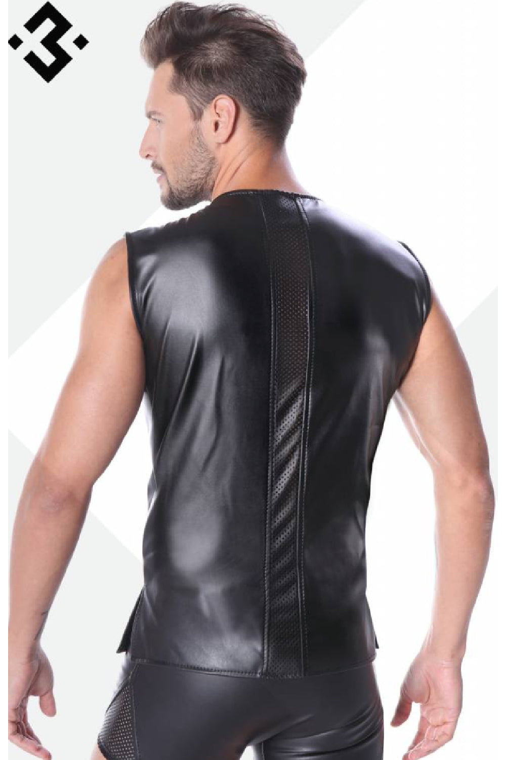Öko-Leder-Shirt mit Mesh auf Vorder- und Rückseite