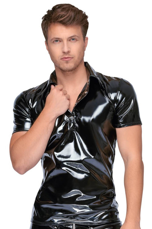 Herren-Poloshirt aus Lackleder