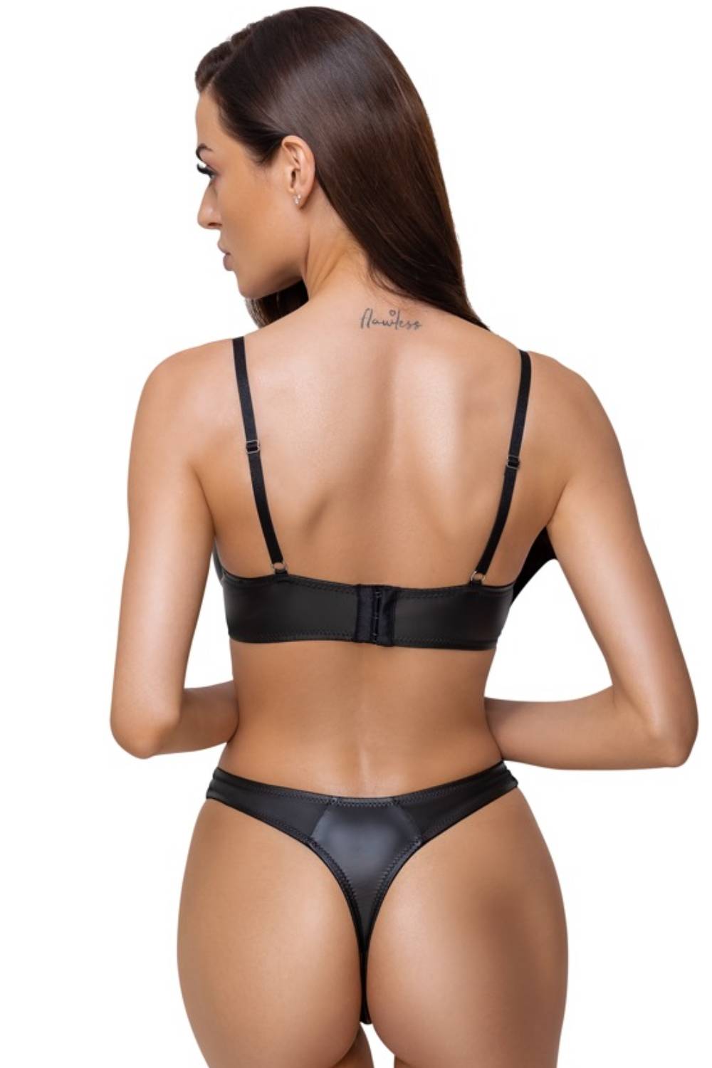 Trendy wetlook bra set
