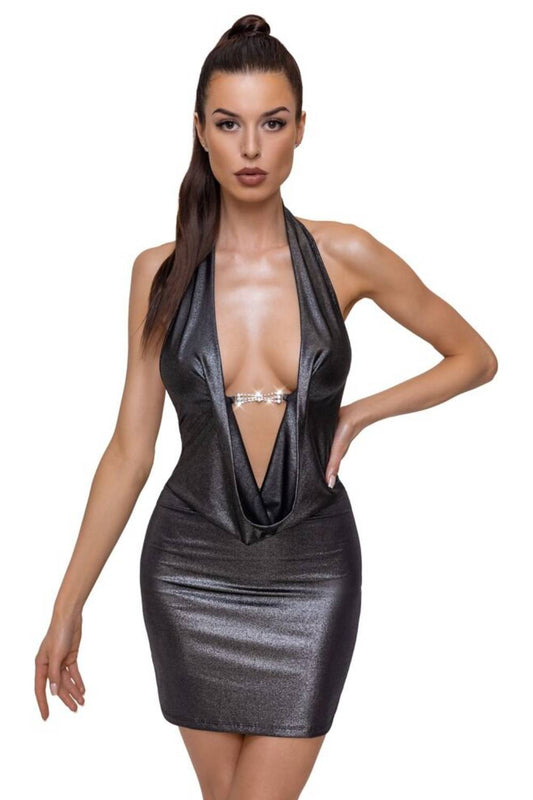 Kurzes, silbernes Glitzerkleid