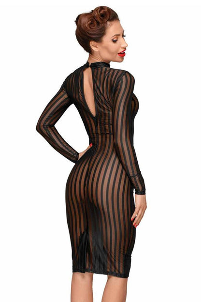 Decadence – Transparentes, gestreiftes Netzkleid