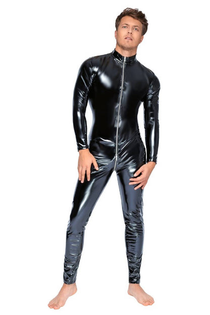 Herren-Overall aus Lackleder mit Reißverschluss
