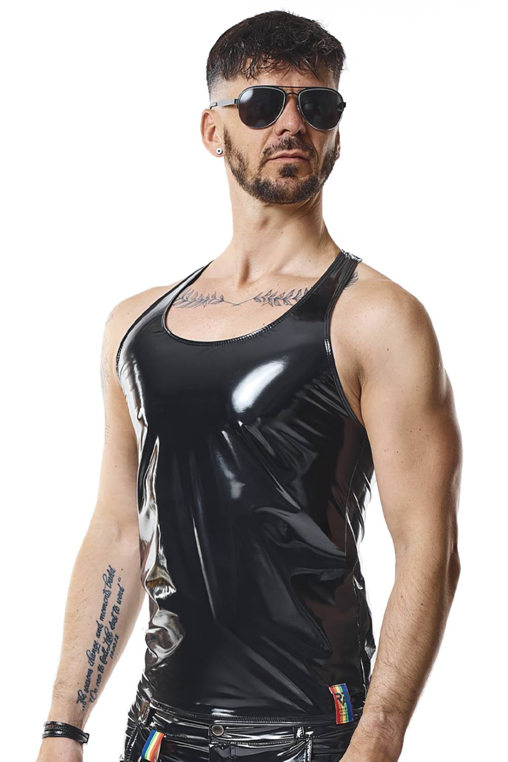 RFP Herren-Tanktop aus dehnbarem Lackleder