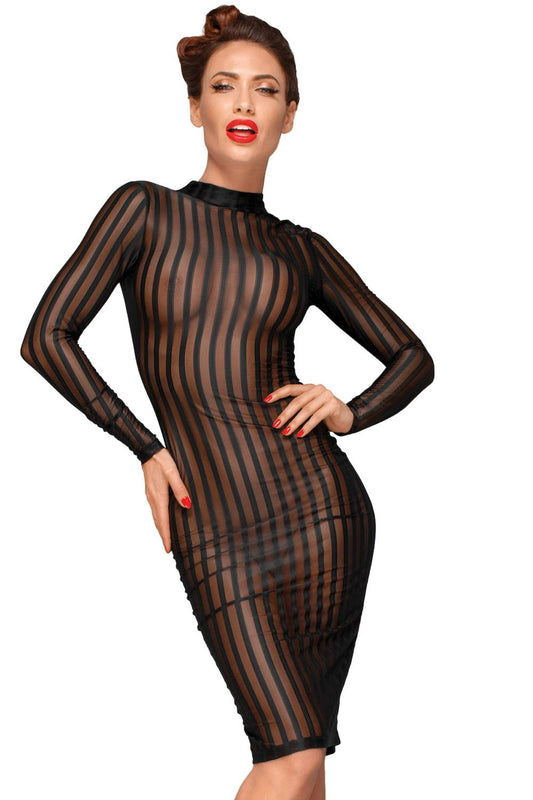 Decadence – Transparentes, gestreiftes Netzkleid