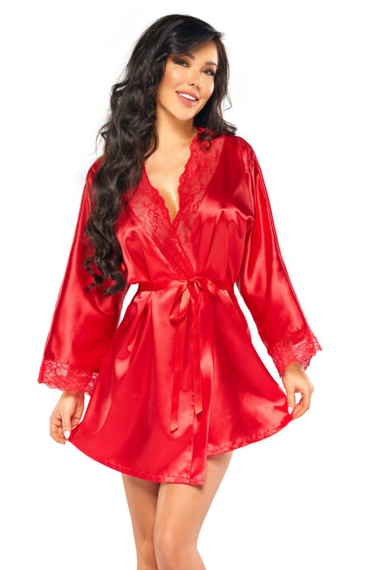 Verführerischer Satin-Kimono mit Spitze