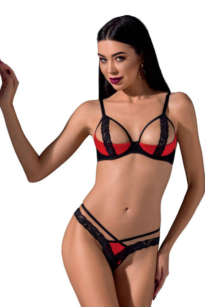 Bügel-BH und String aus glänzendem Satin und Spitze