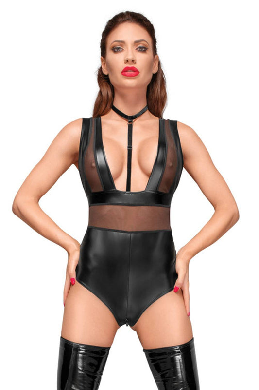Decadence Wetlook-Body mit Choker