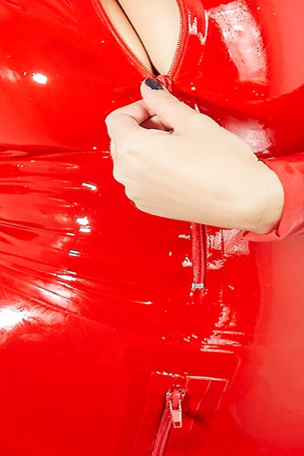 Langarm Latex Catsuit rot