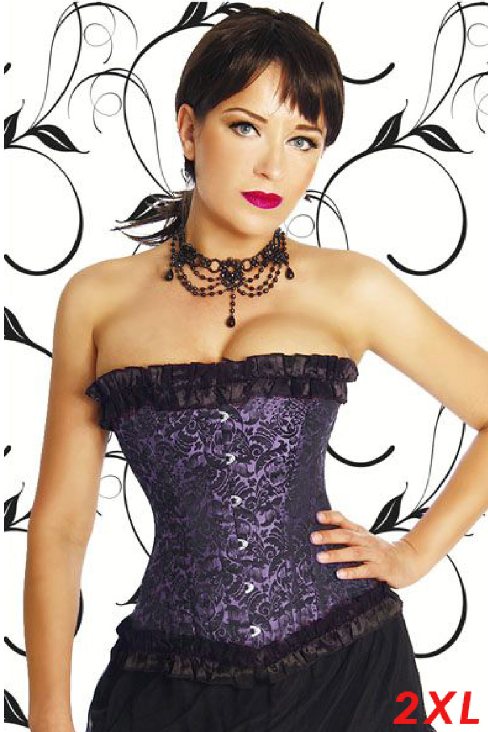 Half-bust Corset black-purple