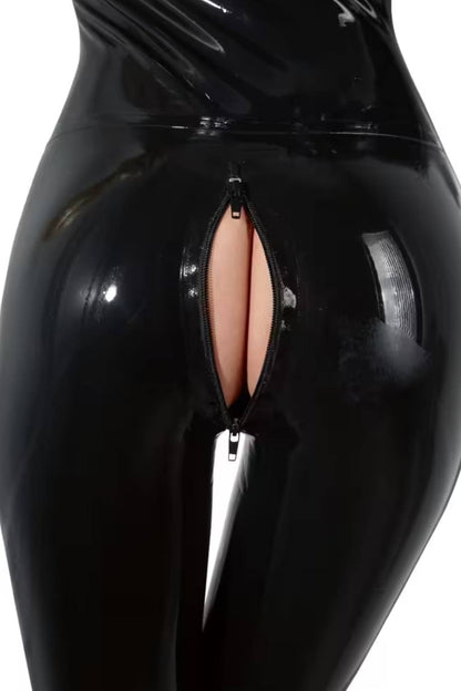 Langärmliger Latex-Catsuit