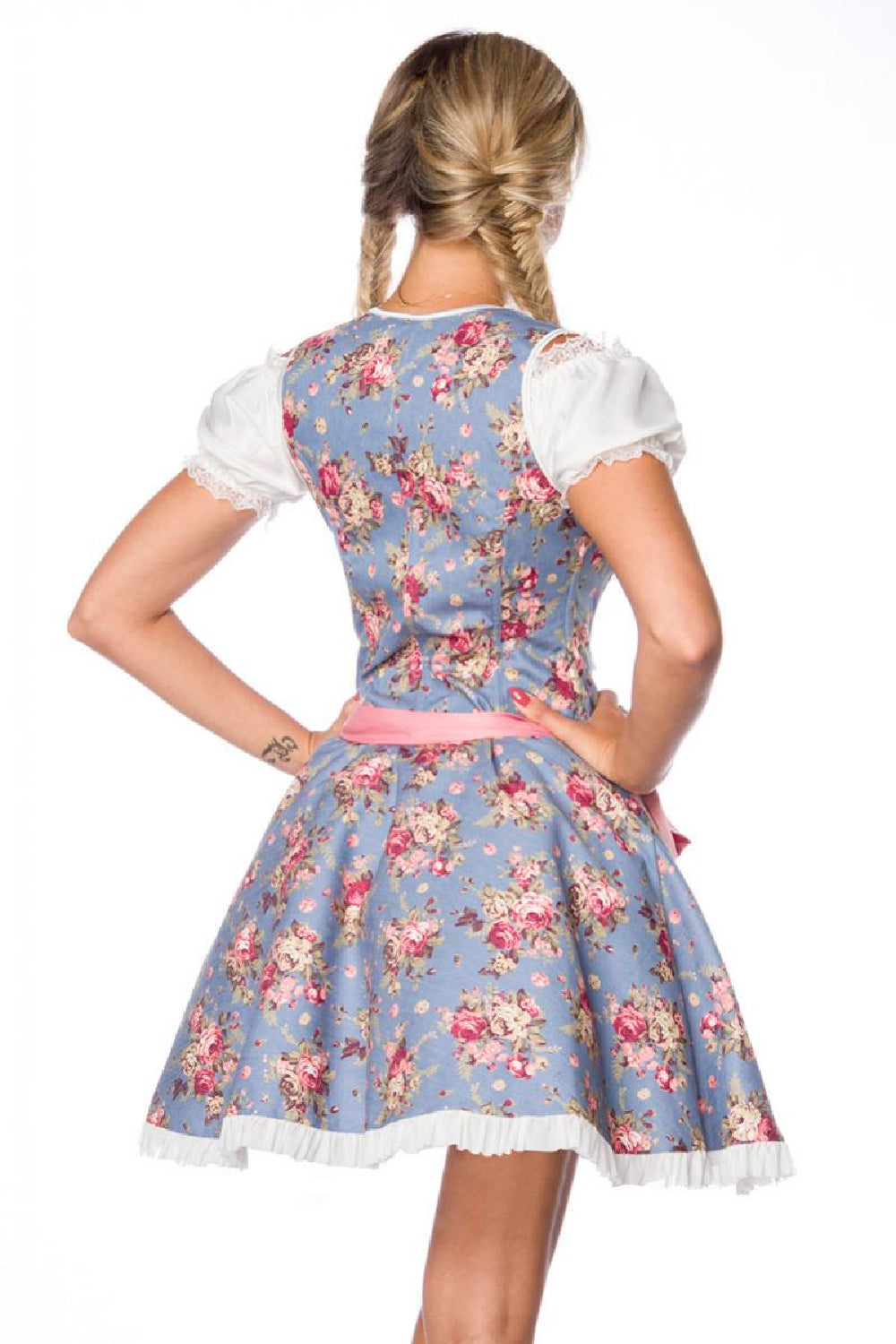 Sexy underbust Dirndl dress blue-pink
