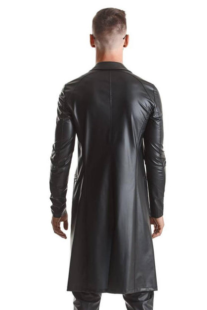 Langer Wetlook-Mantel für Herren