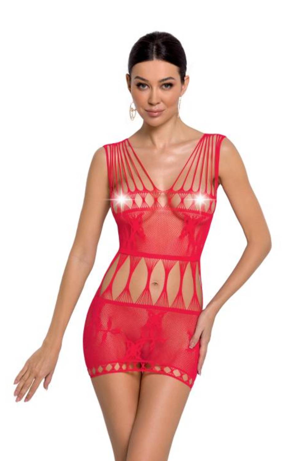 Sinnliches Netzkleid rot