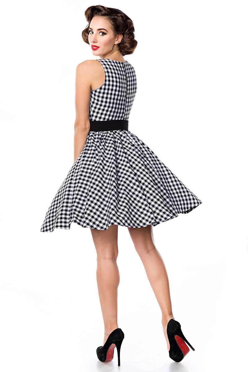 Retro 50s gingham swing dress black