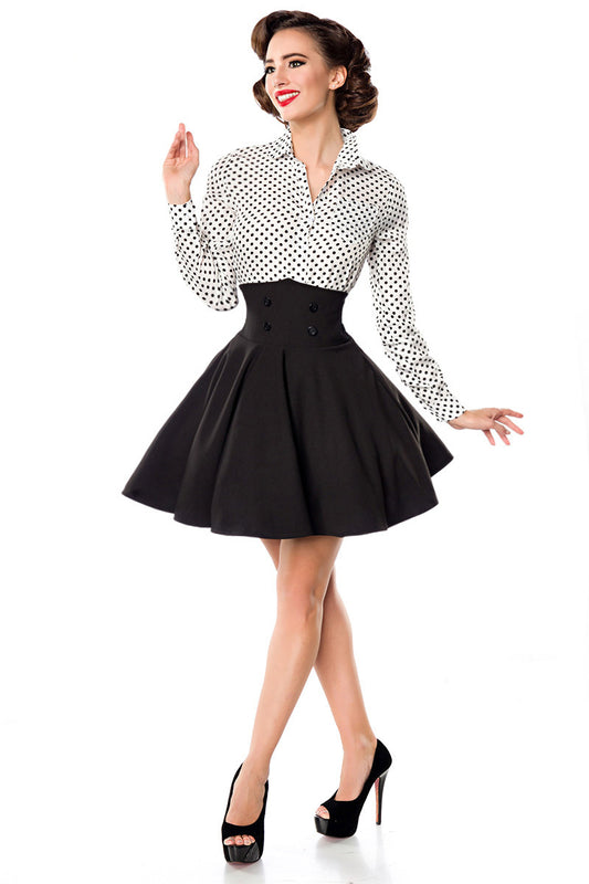 Retro short swing skirt black