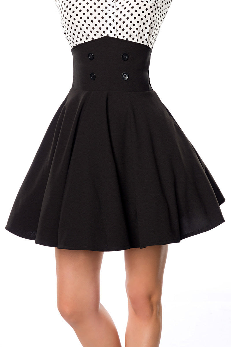 Retro short swing skirt black