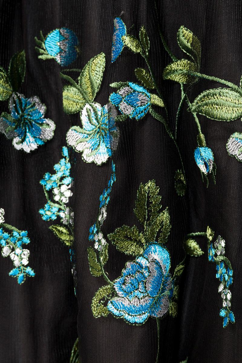 Sexy dirndl met bloemen borduurwerk zwart-groen
