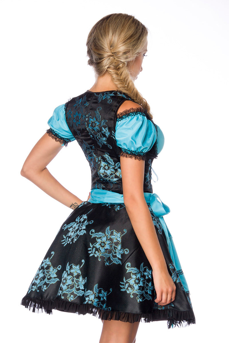 Sexy Underbust Dirndl Dress Blue-Black
