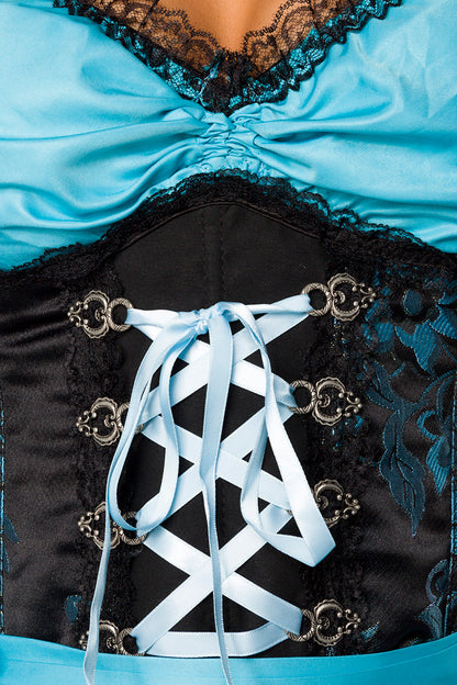 Sexy Underbust Dirndl Dress Blue-Black