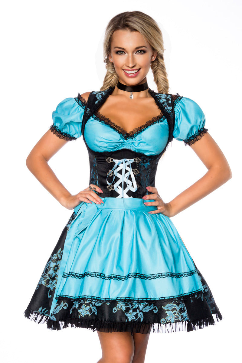 Sexy Underbust Dirndl Dress Blue-Black